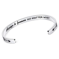 Polished silver 6mm stainless steel cuff bangle with Always & forever engraving - Always & forever NO MATTER WHAT