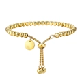 Verstelbare gouden kralenarmband met ronde hanger en een handige schuifsluiting - Effen