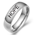Anillo de acero inoxidable pulido de 5mm con grabado láser de la palabra HOPE - US 7 / Color Acero HOPE