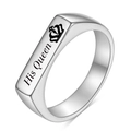 Silberner His Queen Partnerring aus Edelstahl mit Kronen-Gravur, 4mm 11mm Bandbreite - US 4 / His Queen Stahlfarbe