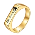 Polierter goldener Edelstahlring His Queen mit Krone als Geschenk für Paare - His Queen Goldfarbe