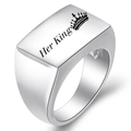 Herrenring aus Edelstahl in Silber mit Her King Gravur und Kronen-Symbol oben - US 4 / Her King Stahlfarbe