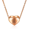 Roségouden ketting met hartvormige hanger en gegraveerde letter H op metaal - Roségoud H