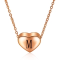 Minimalistische roségouden hartketting met gepolijste letter M hanger aan O-ketting - Roségoud M