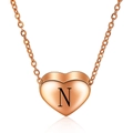 Roségouden harthanger ketting met gegraveerde letter N van gepolijst roestvrij staal - Roségoud N