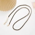 Leather-woven gold chain strap with elegant white pearls and dual lobster clasps - Black