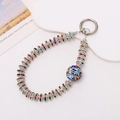 Colorful handmade beaded phone strap with vibrant rhinestones and silver spring clasp - Colorful Rhinestone Spacer and Colorful Rhinestone Ball (K2203)