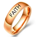 Anillo minimalista de 5mm en acero inoxidable oro rosa con grabado láser FAITH - Oro Rosa FAITH