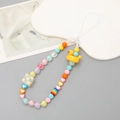 Handykette mit gelber Ente und bunten Perlen für Damen, stilvolles Accessoire - Gelbes Enten-Stil (K2410) / Gelb