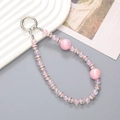 Elegant beaded phone charm with pink gradient beads and silver rhinestone spacers - Solid Color AB Bead Pendant Pink (K2418)