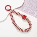 Handmade red rhinestone phone charm with sparkling beads and lucky dice pendant - Square Drill Circle Big Red (K2437)