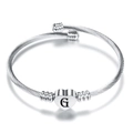 Bracciale in filo intrecciato argento con ciondolo a cuore e lettera G incisa - Lettera G (Dado G)