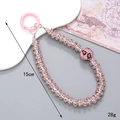Pink rhinestone beaded phone charm with spring ring and 15cm metal chain link - Pink Rhinestone Spacer and Pink Rhinestone Ball (K2518)