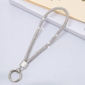 Luxury beaded phone strap featuring sparkling rhinestones and a silver metal hook - 6mm Rhinestone Pendant Spring Ring AB Color (K3457)