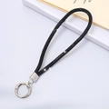Elegant black rhinestone handmade phone strap with silver metallic spring ring clasp - 6mm Rhinestone Pendant Spring Ring Black (K3459)