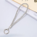 Elegant silver handmade beaded phone wrist strap with sparkling white rhinestones - 6mm Rhinestone Pendant Spring Ring White (K3462)