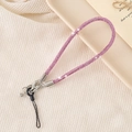 Elegant pink rhinestone beaded phone charm with silver metal clasp and luxury finish - 6mm Rhinestone Pendant Lobster Clasp Pink (K3467)