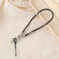 Luxe handmade phone strap with dark grey rhinestones and silver metal lobster clasps - 6mm Rhinestone Pendant Lobster Clasp Gray (K3468)