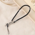 Luxury black rhinestone beaded phone strap with silver metal lobster clasps for women - 6mm Rhinestone Pendant Lobster Clasp Black (K3469)