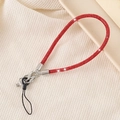Luxe red rhinestone beaded phone strap with sparkling crystals and silver lobster clasp - 6mm Rhinestone Pendant Lobster Clasp Big Red (K3473)