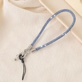 Light blue beaded phone strap with sparkling crystals and silver lobster clasps - 6mm Rhinestone Pendant Lobster Clasp Sky Blue (K3465)