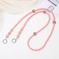 Pink flocked beaded phone strap with dark pink heart charms and silver metal clasps - Plush Heart (K2251)
