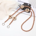 Brown velvet beaded phone strap with crochet flowers and silver spring clasps - Plush Flower (K2247)