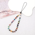 Correa de mano para móvil con cuentas de piedra volcánica de colores estilo bohemio - K2818 Cuenta Redonda Color de Stock