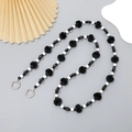 DIY black and white beaded crossbody strap with plush charms and silver spring rings - Plush Ball Crossbody Chain (K2759)