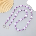 Purple beaded mobile phone crossbody strap with plush fur balls and silver metal rings - Plush Ball Crossbody Chain (K2761)