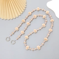 DIY colorful flower beaded crossbody phone strap with soft pink plush balls and silver clasp - Plush Ball Crossbody Chain (K2762)