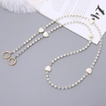 Elegant pearl phone lanyard with white hearts and crystal beads in variant style - 120cm Crossbody / White Pearl Heart (K3198)