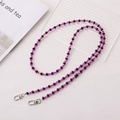 Crossbody beaded phone strap with faceted magenta and black beads and metal lobster clasps - 120cm Crossbody / Rose Red Crystal Gem (K2978)