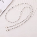 Crossbody phone strap with iridescent beads and silver accents featuring lobster clasps - 120cm Crossbody / White Crystal Gem (K2979)