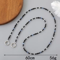 Black and blue beaded crossbody phone chain with silver clips, 60cm length and 56g weight - 120cm Crossbody / Black Seed Bead (K3310)