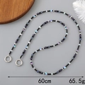 60cm black beaded phone crossbody chain with iridescent butterfly charms and silver rings - 120cm Crossbody / Purple Black Seed Bead Butterfly (K3311)