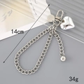 Portachiavi a cuore argento con chiusura a moschettone e ciondolo inciso love you - Ciondolo Catena in Metallo Cuore (K3302)