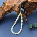 Detail of beaded phone strap with light blue and ivory pearls on natural dark driftwood - Phone Chain / K3408 Shoushan Stone and Bodhi Seed Phone Chain