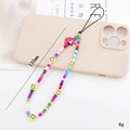 Cordino colorato per cellulare con perline smiley gialle lungo 135 mm e 8g - Perline di Vetro Con Stile Faccina Sorridente