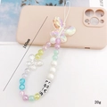 Colorful beaded phone strap with iridescent butterflies and LOVE letter beads - K1165 Iridescent Butterfly