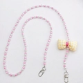 Pink heart pearl crossbody phone chain with a yellow plaid bow and silver metal clasps - Pink Bowknot Style (K1189) / Pink