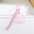 Llavero de oso rosa con dije FRIENDS y mini ositos de resina para bolso o llaves - Rosa
