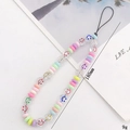 Handgemaakte telefoonkabel met kleurrijke smiley acryl kralen en macaron details - Smiley Stijl (K1210笑脸手机链)