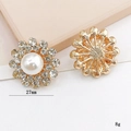27mm Zinc alloy flower charm with pearls and rhinestones for phone cases and shoes - Rhinestone Pearl Flower (D1919)