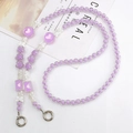 Purple beaded crossbody phone chain with acrylic beads and silver butterfly charms - Purple