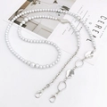 Crossbody pearl chain strap with irregular silver metal accents and dual lobster clasps - K1216 Dreamy Beads Irregular Crossbody Silver