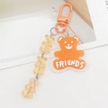 Porte-clés ours en gomme ambre avec pendentif FRIENDS orange et mousqueton en plastique - Orange