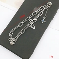 Bijou de téléphone en chaîne métal argentée avec papillon et étoile bleue, 135mm - Bracelet / Bracelet Pendentif Petite Étoile (K1243)