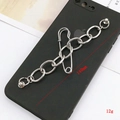 Chaîne de téléphone en métal argenté avec épingle de sûreté, longueur 140 mm et 12 g - Bracelet / Chaîne Épingle à Nourrice (K1241)