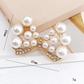 Bijou de chaussure en alliage de zinc avec perles et strass pour accessoires DIY - Grand Et Petit Nœud En Perles (D016)